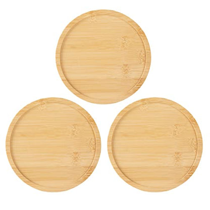 3 Pack Bamboo Saucer, 6 Inch Plant Saucer, 5" Cactus Plant Tray, Round Bamboo Tray for Modern Ceramic Flower Pot, Planter Pot, Cup Holder, Spoon Holder, Kitchen Utensil Rest - size: 6 Inch