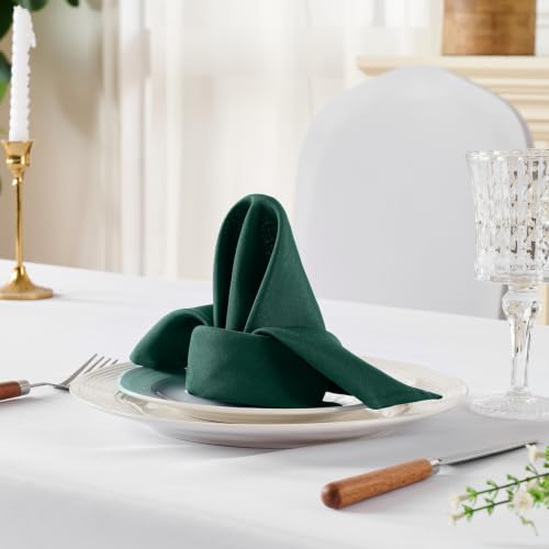 VidaFete Green Cloth Napkin, 17 x 17 Inch Polyester Napkins Set of 12 | Polyester Napkins Cloth Reusable & Wrinkle-Resistant Dinner Napkins for Weddings, Banquets, Parties, Hotels and Restaurants - color: Green, size: 17" x 17" (Set of 12)