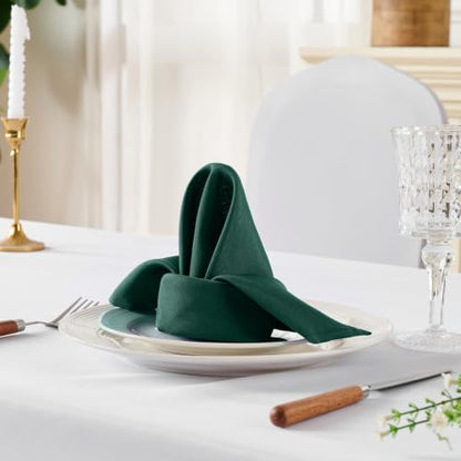VidaFete Green Cloth Napkin, 17 x 17 Inch Polyester Napkins Set of 12 | Polyester Napkins Cloth Reusable & Wrinkle-Resistant Dinner Napkins for Weddings, Banquets, Parties, Hotels and Restaurants - color: Green, size: 17" x 17" (Set of 12)