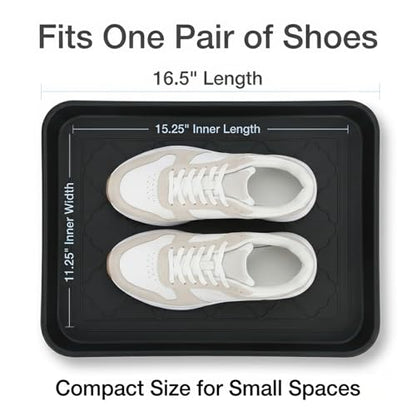 Kingrol 4-Pack Small Shoe Trays for Entryway Indoor, 16.5" x 12.6" Individual Boot Tray with Raised Lip, Waterproof Plastic Shoe Mat Tray for One Pair, Pet Bowls, Plants, Under Sink & Floor Protection