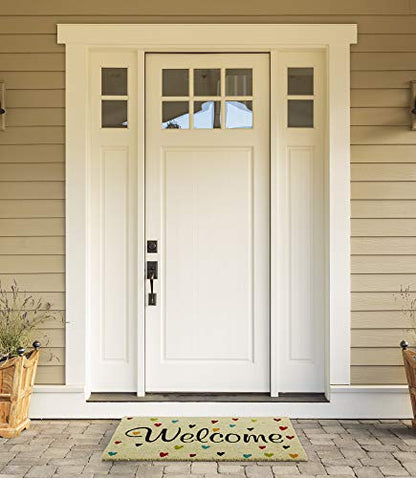 DII Natural Coir Doormat Outdoor Welcome Mat, 17x29, Hearts - color: Hearts