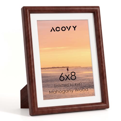 Acovy 6x8 Picture Frame, Natural Solid Mahogany Wood - color: Mahogany, size: 6"x8"