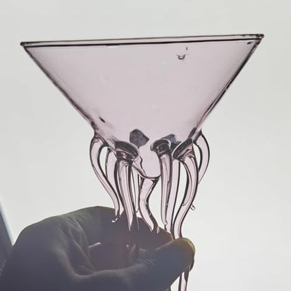 GAOGAO Octopus Cocktail Glass Creative Martini Drinkware Bar Goblet Snifters (250ML pink glass) - color: Pink (250ml), size: 8.5 Ounces