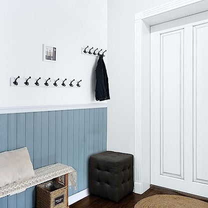 WEBI Rustic Coat Rack Wall Mount,35.43" Long Heavy Duty 8 Cast Iron Coat Hooks Wall Mounted Coat Hanger Hooks for Hanging Coats,Clothes,Jacket,Black on White,2 Packs - color: White, size: 35 Inch(2 Packs)
