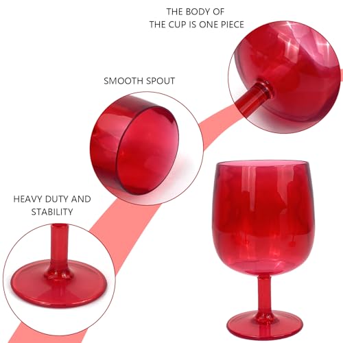 Yalin Set of 6 Unbreakable 12 oz Acrylic Plastic Wine and Water Tumbler Stackable Goblets. (Red, 12 oz) - color: Red, size: 12 oz