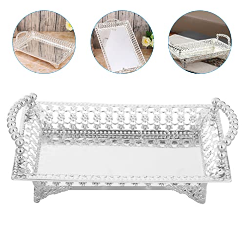 LIFKOME Cake Display Plate Silver Footed Fruit Basket Tray Metal Dessert Display Platter Decorative Snacks Plate Cake Serving Dish Appetizers Platter Tray for Home Party Kitchen