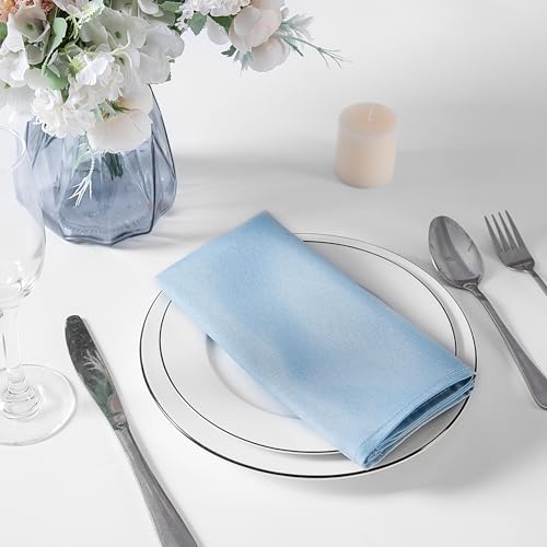 Bailarina Cloth Napkins Set of 80,17x17 inches Dinner Napkins Cloth Washable,Polyester Square Table Cloth Napkin Bulk with Hemmed Edges Ideal for Banquets, Parties and Weddings-Blue Mist - color: Blue Mist