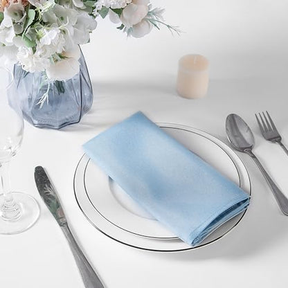 Bailarina Cloth Napkins Set of 80,17x17 inches Dinner Napkins Cloth Washable,Polyester Square Table Cloth Napkin Bulk with Hemmed Edges Ideal for Banquets, Parties and Weddings-Blue Mist - color: Blue Mist