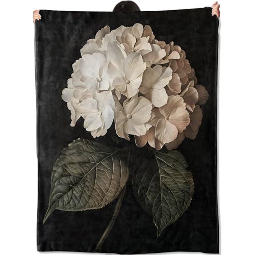 Vintage Botanical Flower Blanket,Classic Hydrangea Floral Throw Blankets Cozy Lightweight Flannel Throws 50×60 for Sofa Bed,All Season Decorative Cover for Living Room,Gifts for Women Adults - color: Flower2, size: 60x50 Inch