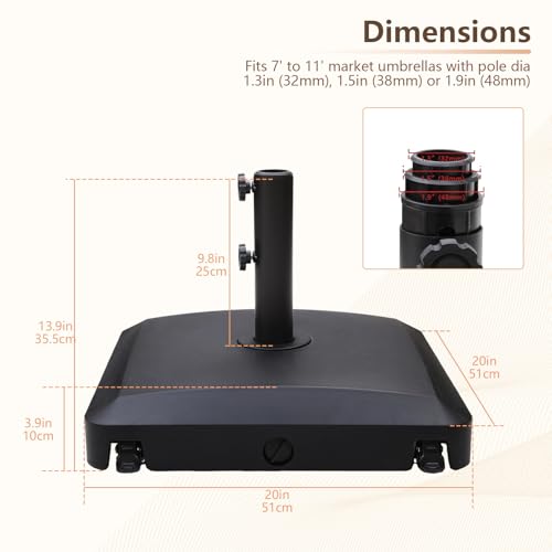 C-Hopetree 99 lb Heavy Duty Water Fillable Rolling Base Stand with Wheels for Patio Outdoor Market Table Umbrella, Black - size: 99lb
