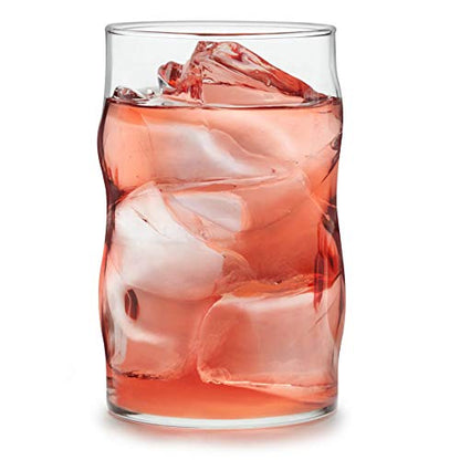 Libbey Lava Tumbler Drinking Glasses, All Purpose, Molten Groove Glasses Set of 8, Tactile, Tall Drinking Glasses for Water, Cocktails - color: Lava