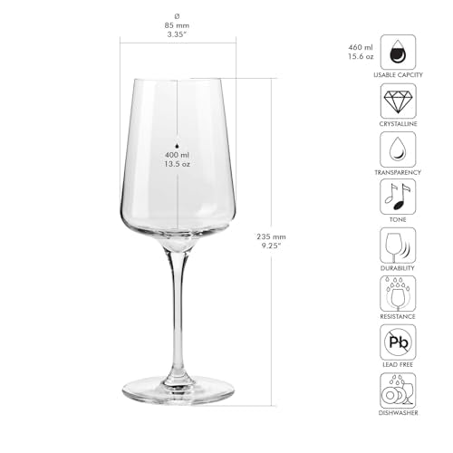 Krosno White Wine Glasses Set of 4, 13.5 oz, Infinity Collection | Wine Tumbler with Stem, Lead-Free Crystal Glassware, Drinking Glasses, Elegant Cups, Home & Restaurant, Dishwasher Safe - size: White Wine 13.52 oz Set of 4
