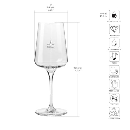 Krosno White Wine Glasses Set of 4, 13.5 oz, Infinity Collection | Wine Tumbler with Stem, Lead-Free Crystal Glassware, Drinking Glasses, Elegant Cups, Home & Restaurant, Dishwasher Safe - size: White Wine 13.52 oz Set of 4