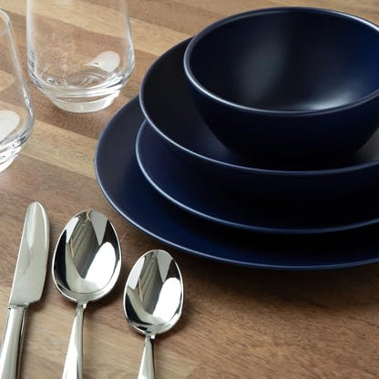Larder & Vine Stoneware Dinnerware Set, 16 Piece, 4 Place Settings, Made in Portugal, Indigo - color: Indigo