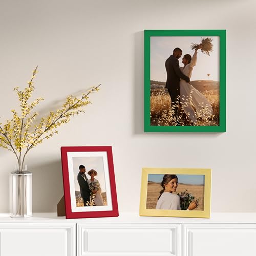 Vittanly 12 Pack Gallery Wall Frame Set, Green, Red, Gold | Gallery Wall Frame Set: 4pcs 8x10, 4pcs 5x7 & 4pcs 4x6 Photos for Wall & Table, Picture Frames made of Engineered Wood - color: Green & Red & Gold