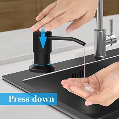Soap Dispenser for Kitchen Sink and Extension Tube Kit, Stainless Steel Countertop SoapDispenser with 47 Inches Tube Connects Directly to Soap Bottle, Hand and Dish Soap Dispenser Pump （Black） - color: Black