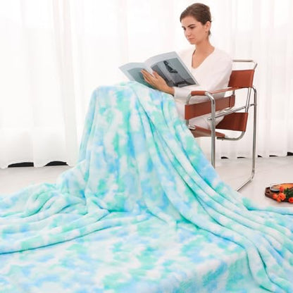 MUGD Lightweight Blanket Fleece Big Blanket Fuzzy Throw Blanket for Bed Queen Size - color: Blue Green, size: Queen(90"x90"/ 230x230cm)