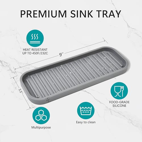 Mofason Silicone Soap Tray - Kitchen Soap Tray Sponge Tray 2 Pack Mist | Bathroom kitchen finishing tray, travel soap holder, soap and sponge sink organizer; for bar soap holder, dish sponge holder - color: Mist
