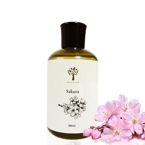 PRISTINE Sakura Diffuser Refill with Free Reed Stick | Cherry Blossom Flower Sakura Oil Diffuser & Reed Diffuser Sticks with Essential Oil Reed Diffuser Set | Home & Office | Calming Blend