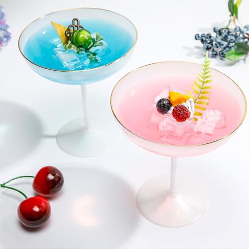 LemonRoad 24 Pcs Plastic Coupe Glasses 9 oz Disposable Martini Glasses for Cocktails, Champagne, Desserts and Espresso, Drinkware Set for Weddings, Birthday Parties, Home Bars (Pearl White) - color: Pearl White