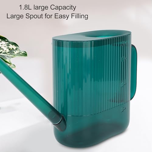 Indoor Watering Can 1.8L | Long Spout for Deep Root Watering/Prevents Splashing | Sturdy PP Flower Water Can for Garden & Houseplants (Green) - color: Green