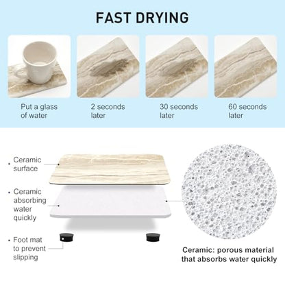 4 Pcs Drying Stone for Kitchen Counter Soap Trays Bathroom Sink Toothbrush | Fast Water Absorbing Stone Tray Hand Soap Dish Quick Dry Mat Sponge Holder Sink Caddy Ceramic Bathroom Tray Diatomite Coaster - color: Stone