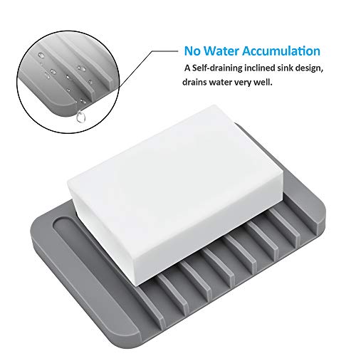 4PCS White Silicone Self-Draining Soap Holders for Shower, Bathroom - color: White