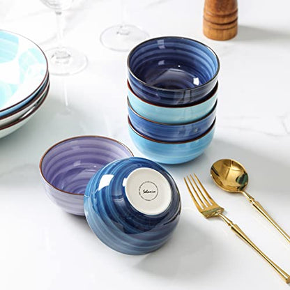 Selamica Ceramic Mini Bowls, 4 OZ Dipping Bowls, 3.5 Inch Gradient Blue Set of 6, Microwave & Dishwasher Safe - color: Gradient Blue, size: 4 Oz