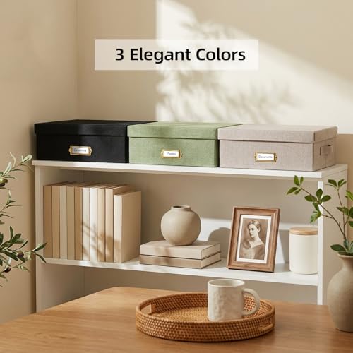 Collapsible Photo Storage Box, Adjustable Dividers - Black, 35cm | Holds 1700 Photos, Hook & Loop Dividers, Handle, Label Stickers - color: Black, size: 13.78"x11"x 5.12"