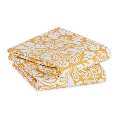 DII Cotton Dish Towel Set Damask Print, 18x28, Mustard, 2 Count - color: Mustard, size: Dishtowel, 18x28"