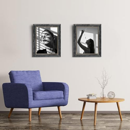XUANLUO 8x10 Picture Frames Set of 4 Rustic Retro Photo Frame with HD Plastic Cover for Wall Mount and Tabletop Display Family Friends Wedding Gift - color: Grey-4pcs, size: 8 x 10 inch