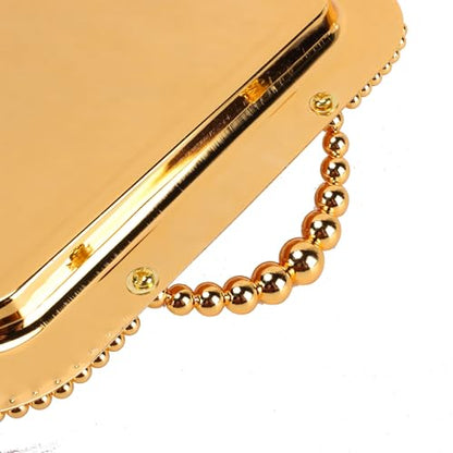 ciciglow European Style Beaded Metal Serving Tray Elegant Mirror Platter for Desserts Jewelry for Home Office Cafes (Gold) - color: Gold