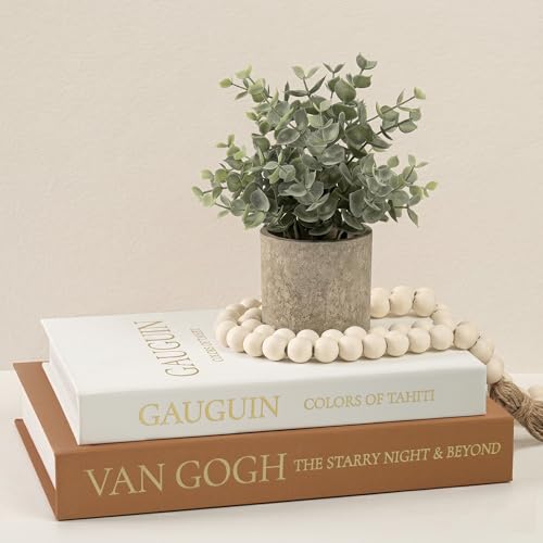 Set of 2 Premium Linen Decorative Books with Hidden Storage - Stackable Faux Book Box for Coffee Table Styling & Organization, Real Fabric Cover Fake Books as Display Riser for Shelf & Entryway - color: Terracotta-White