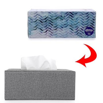 Sumnacon Tissue Box Cover Rectangle Linen Tissue Box, Stylish Tissue Box Holder with Magnetic Bottom,Decorative Tissue Cover for Bathroom Living Room Toilet Table Desk Office Car, Grey | Elegant Tissue Box Cover Rectangular,Decorative Tissue Covers for Ba