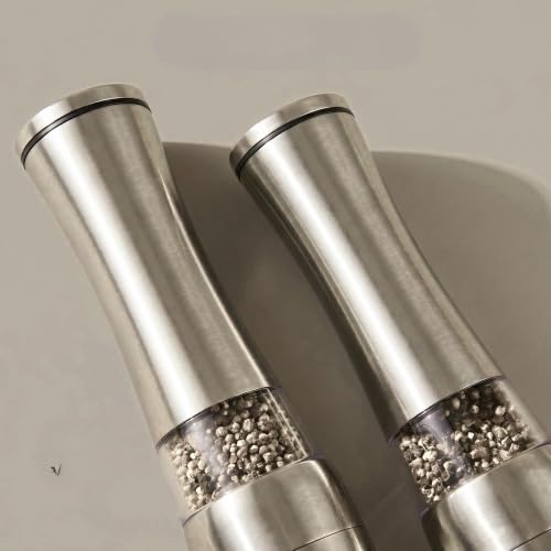 Salt and Pepper Grinder Set Stainless Steel Manual Salt Grinder Pepper Grinder Visible Adjustable Ceramic Grinding Rotor 2 Packs Set 6.5 inch Each - size: L 6.5inch