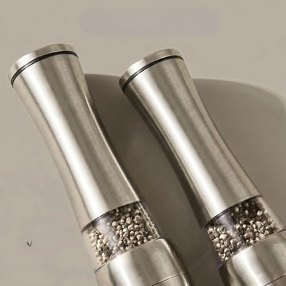 Salt and Pepper Grinder Set Stainless Steel Manual Salt Grinder Pepper Grinder Visible Adjustable Ceramic Grinding Rotor 2 Packs Set 6.5 inch Each - size: L 6.5inch