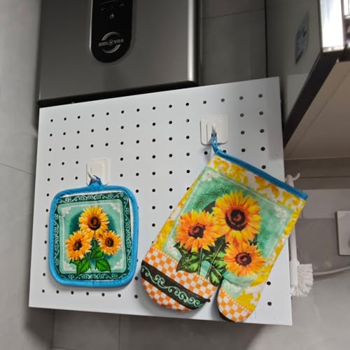 PXIYOU Oven Mitts and Pot Holders 6pcs Set, Sunflower 2 Dish Towels 2 Farmhouse Cooking Mittens Oven Glove 2 Potholder Heat Resistant BBQ Gloves for Kitchen Baking Cooking Grilling Microwave