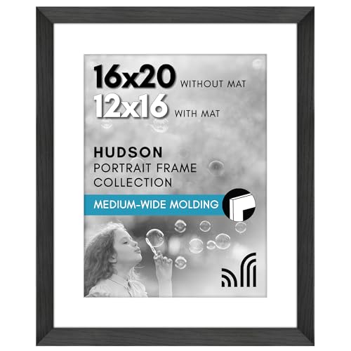 Americanflat 16x20 Poster Frame - Matted to 12x16 - Black | Engineered Wood construction, Polished plexiglass front, hangs vertical or horizontal, sawtooth hangers included - color: Black, size: 16x20 with 12x16 Mat