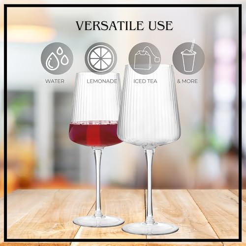 ARTLAND Soho Optic 14 oz Goblet, Set of 4 - Elegant Design, Versatile Use for Wine, Cocktails, and Beverages, Durable Construction, Great for Gatherings, Easy to Clean, Thoughtful Gift Idea (Clear) - color: Clear, style: Goblet (4-Piece)
