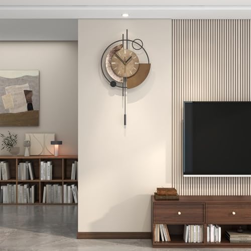 FLEBLE Large Wall Clock Decorative Modern Wall Clocks with Pendulum Silent | Analog Battery Operated Quality Quartz Clock for Living Room,Kitchen,Home,Farmhouse,Bedroom,Classroom Wall Decor,12.6*24inch - size: 12.6*24inch