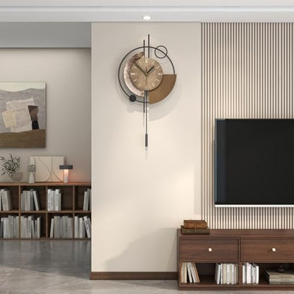FLEBLE Large Wall Clock Decorative Modern Wall Clocks with Pendulum Silent | Analog Battery Operated Quality Quartz Clock for Living Room,Kitchen,Home,Farmhouse,Bedroom,Classroom Wall Decor,12.6*24inch - size: 12.6*24inch