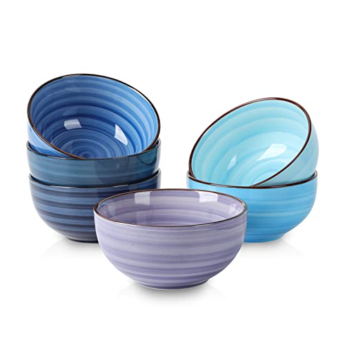 Selamica Ceramic 12 Oz Dessert Bowls Set, Small Bowls for Kitchen, 4.7 Inch Ice Cream Bowls for Snack Side Dishes Dips, Microwave Dishwasher Safe, Set of 6, Gradient Blue - color: Gradient Blue, size: 12 Oz