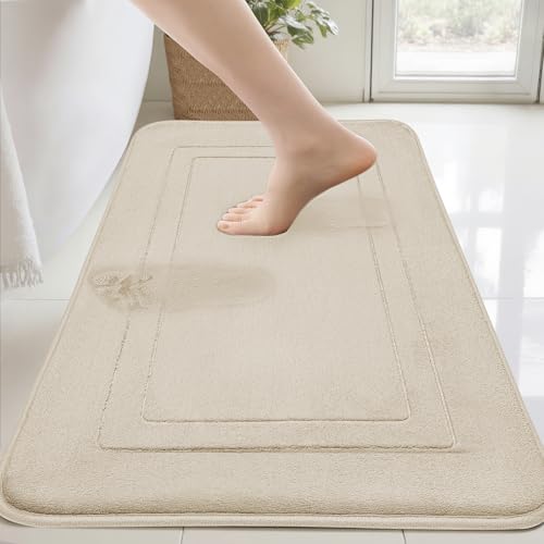 Cupic Cupid Super Soft Memory Foam Bath Mat, Khaki Bathroom Rugs, Non Slip Bath Mats for Bathroom Floor, Machine Washable Rugs for Shower & Tub, Quick Dry Bath Carpet for Decor, 24" x 36" - color: Khaki, size: 2' x 3' (24" x 36")