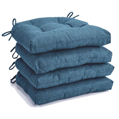 Chair Cushions for Dining Chairs Set of 4, Kitchen Chair Pads | Non Slip Chair Cushions with Ties, Tufted Memory Foam Seat Chair Pads, Blue - color: Blue, size: Pack of 4