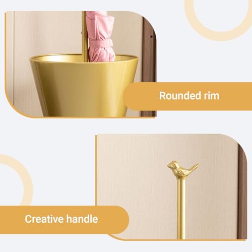 Home Umbrella Shape Metal Entrance Umbrella Stand Holder with Creative Handle Commercial Umbrella Racks with Bottom Foot and Metal Frame for Entryway(Gold) - color: Gold