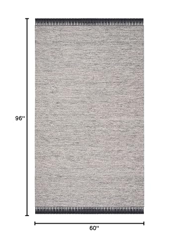 SAFAVIEH Montauk Collection Area Rug - 5' x 8', Grey, Handmade Tassel Cotton, Ideal for High Traffic Areas in Living Room, Bedroom (MTK610M) - color: Grey, size: 5' x 8' (Rectangular)