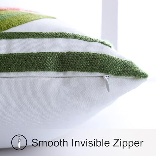 LUOYEHK Embroidered Throw Pillow Covers 18x18 Inch Set of 2 Pink Tulip Flower Spring Pillowcases Farmhouse Floral Square Cushion Covers for Couch Sofa Bed Living Room - color: Pink Tulip