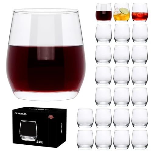 12 oz Wine Glasses,Stemless Wine Glasses Set of 24 | Wine Glass Tumbler for Red or White Wine,High-end Banquet,Party,Bar,Wedding,Gift