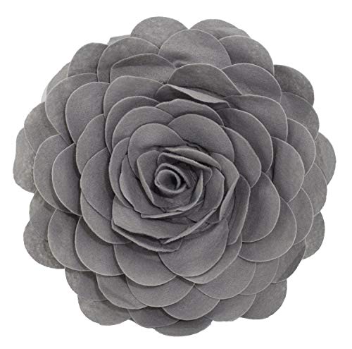 Fennco Styles Eva's Flower Garden Decorative Filled Throw Pillow 13" Round - Slate Floral Accent Pillow for Home, Couch, Bed, Living Room, Holiday and Office Décor - color: Slate