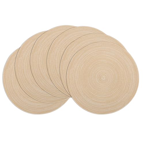 Winknowl Round Braided Placemats Set of 6 Washable Woven Heat Resistant Table Mats for Kitchen Dining Tables 15 inch Round Place Mats (Beige,6) - color: Beige, size: 6pcs